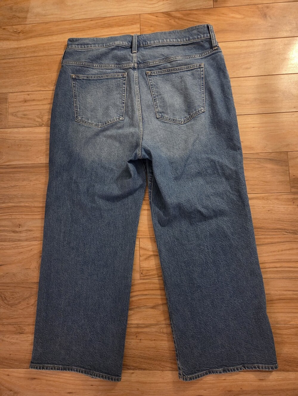 J. Crew High Rise 96 Slim Wide Button Fly Med Wash Jean RE-96-IDG Boho Sz 33 - Picture 4 of 8